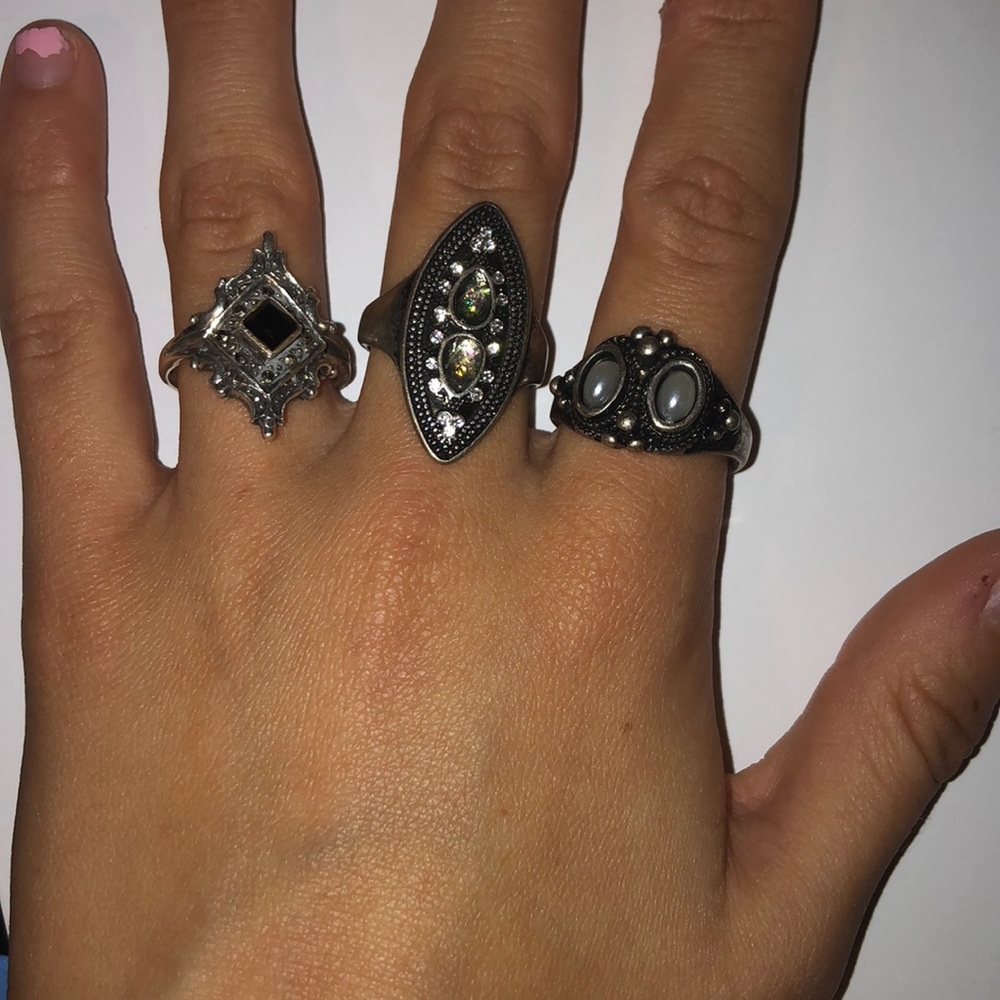 Black and silver rings
